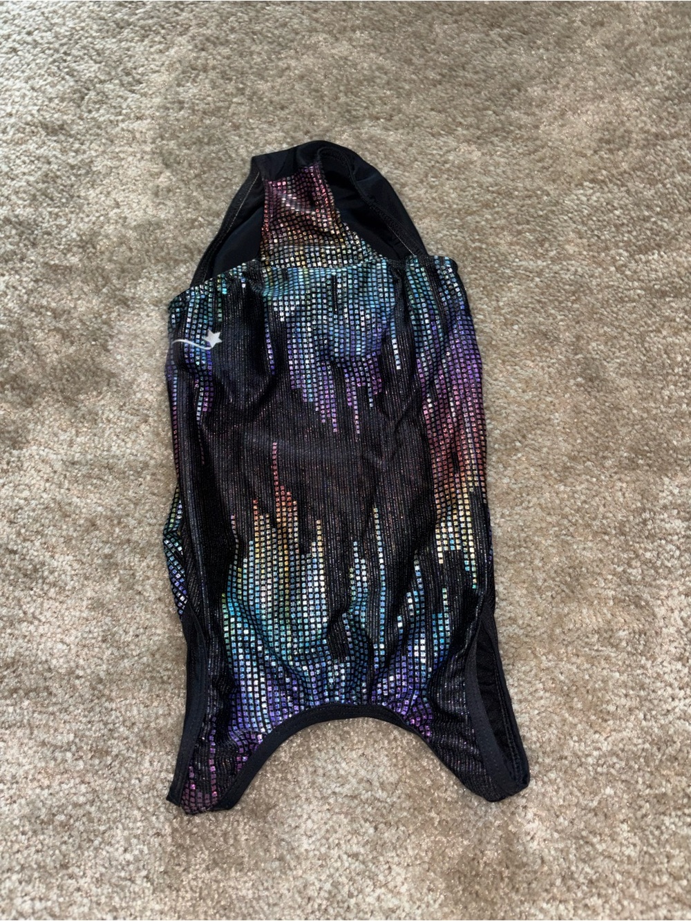 Girls Black Multi-Color Sparkle One-Piece Swimsuit